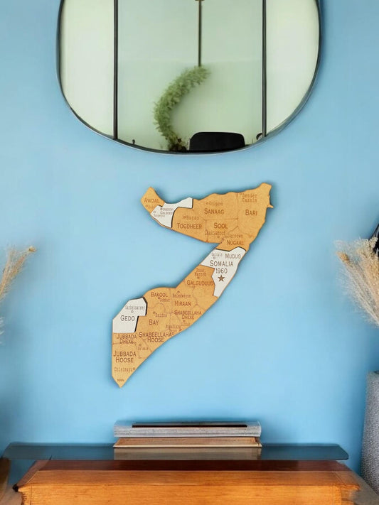 Wooden Somalia Map Push Pin Wall Art Islamic Decor Eid Gift